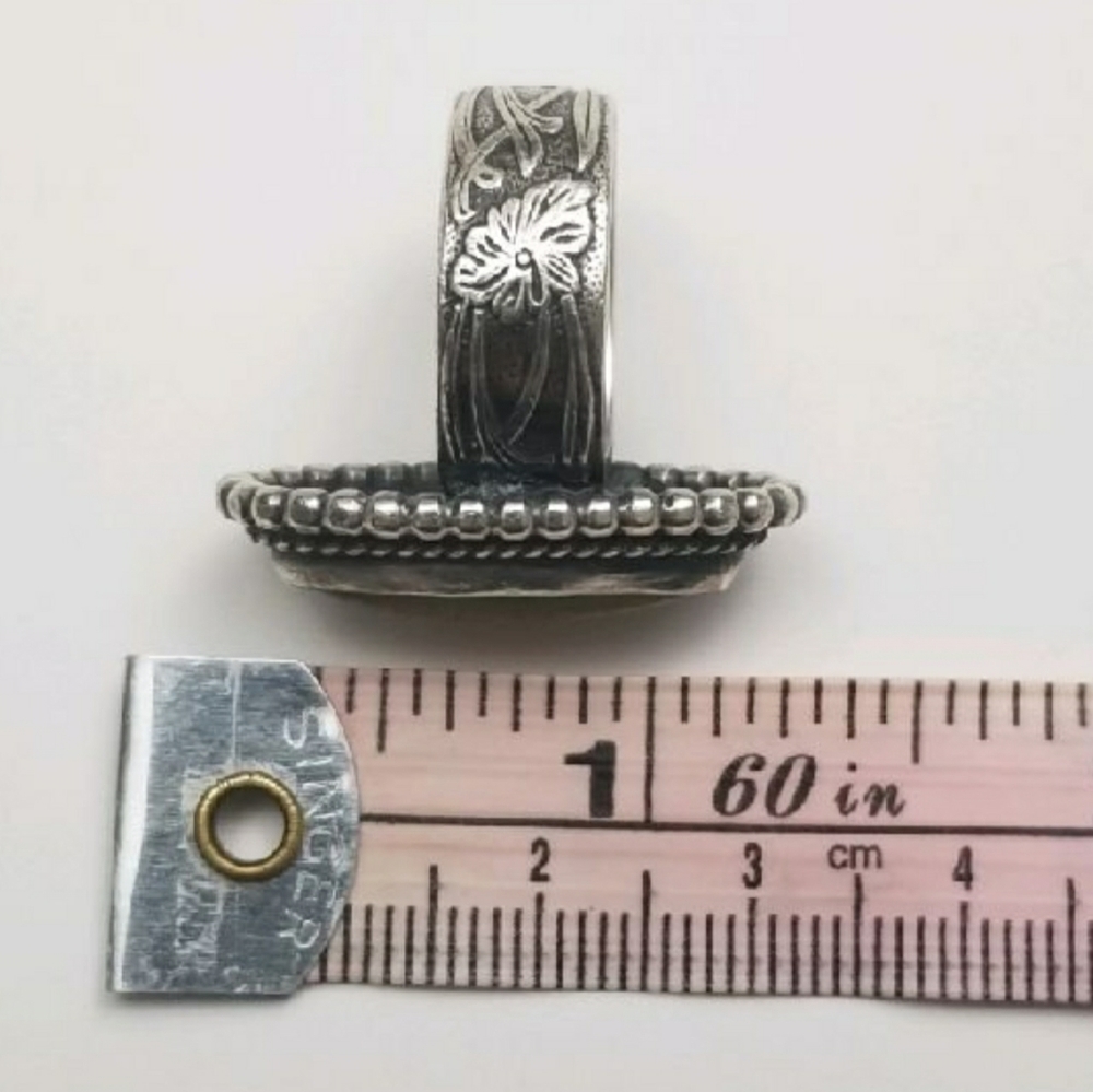 Sterling Silver Serpentine Art Nouveau Motif Ring - Picture 7 of 9